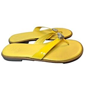 Wmn 9.5M Brighton Orla Coastal Fall Leather Thong Sandal Silver Heart Charm Flat